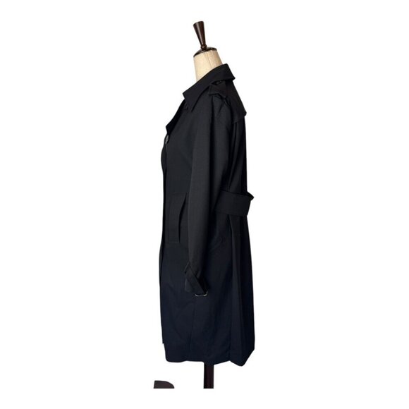 Sandro Coat Women Medium Black Wool Blend Double Breasted Trench Overcoat Luxury - Picture 8 of 13